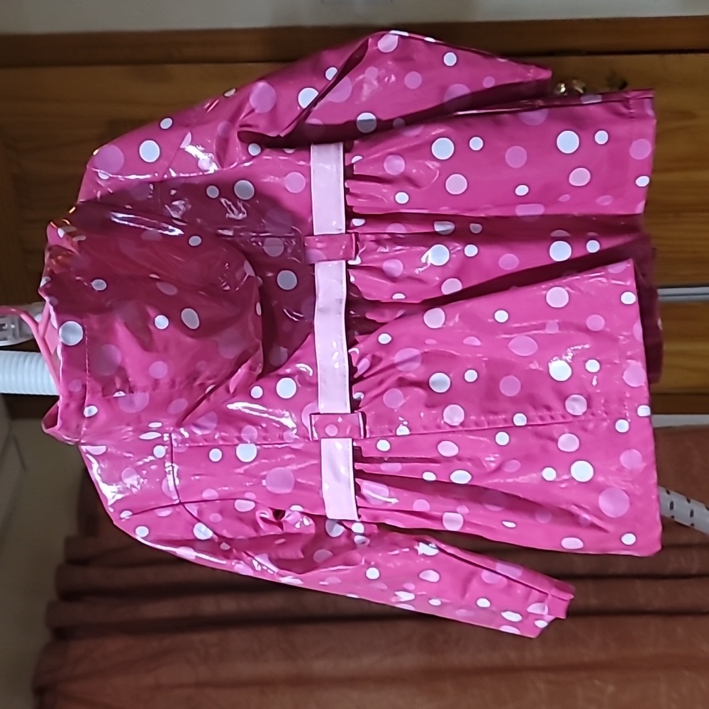 Disney Store Girls Pink & White Polka Dot Minnie Mouse Raincoat, Size 2T - Picture 2 of 4